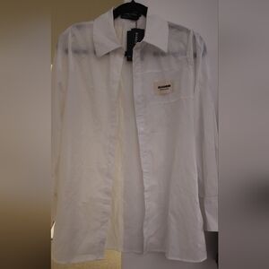 Jil Sander White Oversized Cotton Shirt with Patch Pocket